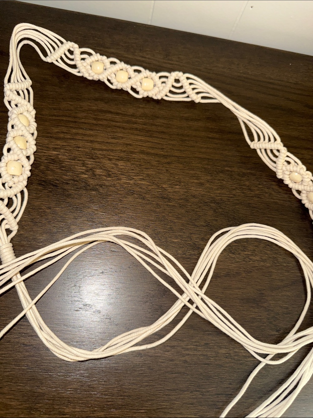 Boho Macramé Beaded Waist Belt in Ivory - Picture 5 of 5